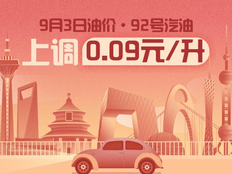 9月3日24时：92号汽油上调0.09元/升