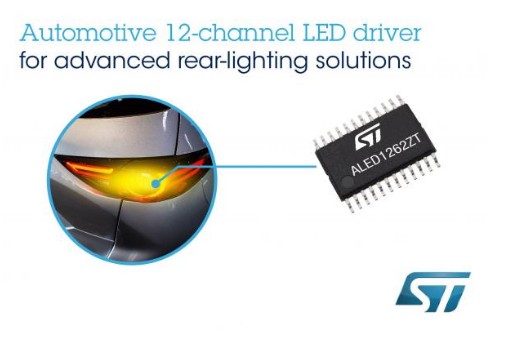 意法半導體推出新型12通道LED驅動器 實現復雜多變的車燈照明效果