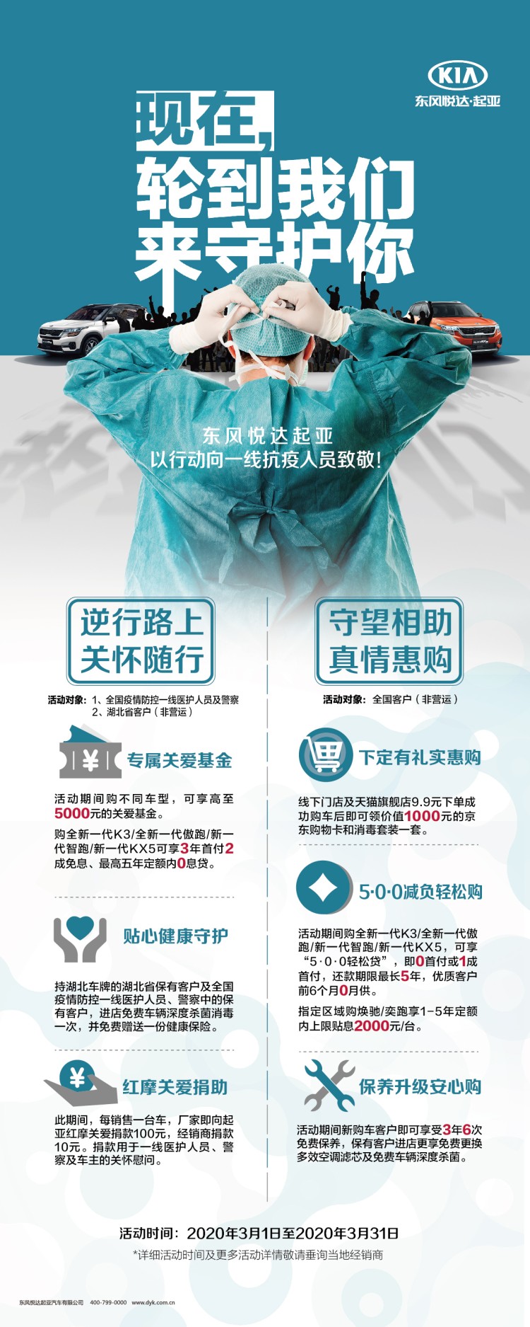 东风悦达起亚对“疫”线人员及湖北用户推特别关爱政策