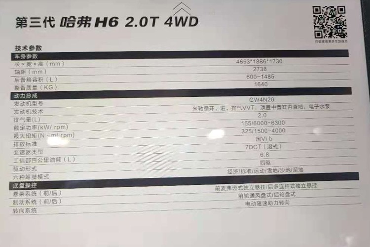 2020广州车展：哈弗H6 2.0T四驱版亮相