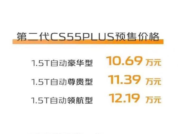 智慧出行好伙伴 第二代长安CS55PLUS预售10.69万起