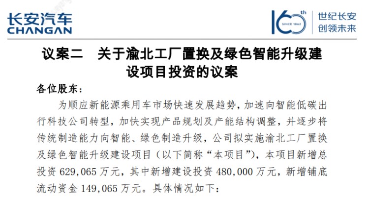專注新能源 長安投資近63億升級工廠 