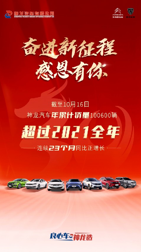 持续向好！神龙汽车销量23连涨，年累计销量超越2021全年