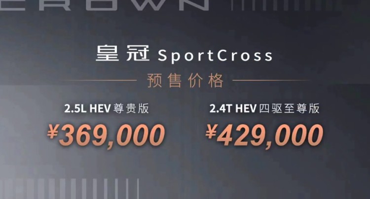 2022广州车展：丰田皇冠SportCross预售36.9万起