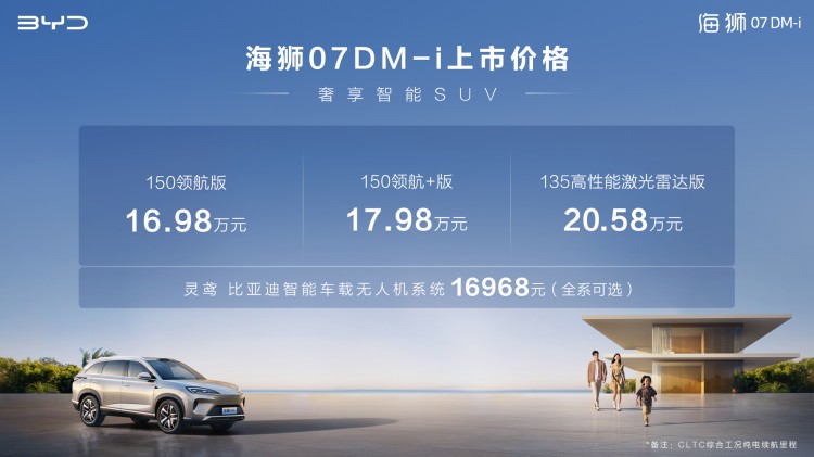 全系標配云輦-C/天神之眼，海獅07DM-i上市售16.98萬起