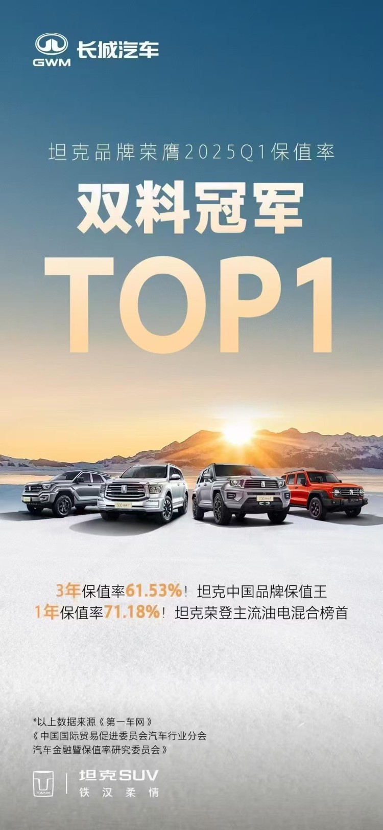 坦克品牌书写中国品牌保值神话 荣膺2025Q1双料冠军