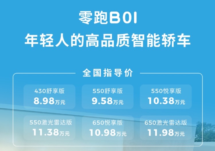 太猛了！650激光雷达版仅需11.98万元，零跑B01正式上市